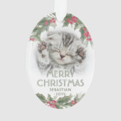 Watercolor Holly 2 Foto Elegant Frische Weihnachte Ornament (Rückseite)