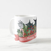 Watercolor Holly Banner individuell anpassbar Kaffeetasse (Vorderseite Links)