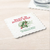 Watercolor Holly Believe Holiday Magic Christmas Untersetzer (angewinkelt)