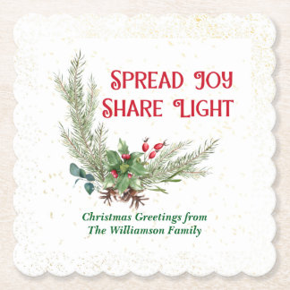 Watercolor Holly Berries Bouquet Christmas Untersetzer