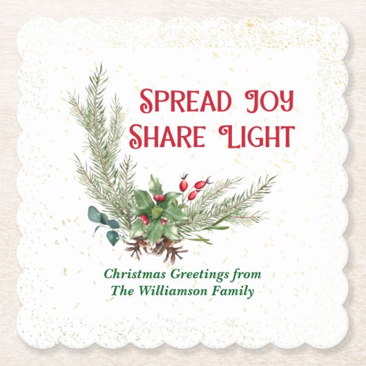 Watercolor Holly Berries Bouquet Christmas Untersetzer (Vorderseite)