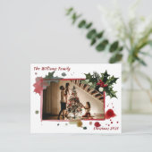 Watercolor Holly Berries Christmas Tree Holiday Postkarte (Stehend Vorderseite)