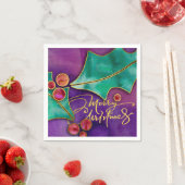 Watercolor Holly Berries Holiday Frohe Weihnachten Serviette (Beispiel)