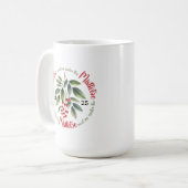 Watercolor Holly Berries Mistletoe Weihnachten Kaffeetasse (Vorderseite Links)
