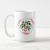 Watercolor Holly Berries Mistletoe Weihnachten Kaffeetasse (Links)