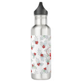 Watercolor Holly Berries Red Ribbon Custom Edelstahlflasche (Links)