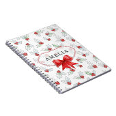 Watercolor Holly Berries Red Ribbon Custom Name Notizblock (Rechte Seite)