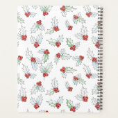 Watercolor Holly Berries Red Ribbon Custom Name Planer (Rückseite)