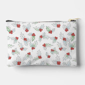 Watercolor Holly Berries Red Ribbon Custom Name Zubehörtasche (Rückseite)