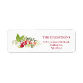 Watercolor Holly Berry Christmas Address Label (Vorne)