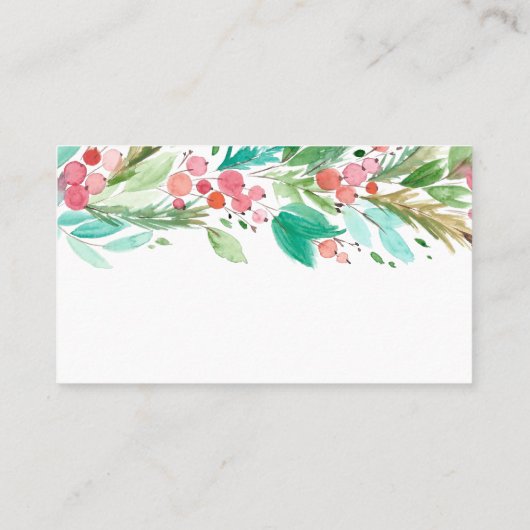 Watercolor Holly Berry Foliage | Urlaub Platzkarte (Rückseite)