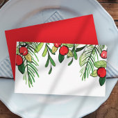 Watercolor Holly Berry Foliage | Urlaub Platzkarte
