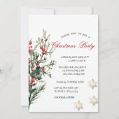 Watercolor Holly Berry Greenerity Company Weihnach Einladung (Vorderseite)