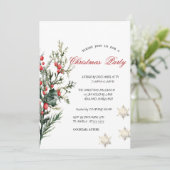 Watercolor Holly Berry Greenerity Company Weihnach Einladung (Stehend Vorderseite)