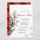 Watercolor Holly Berry Greenerity Company Weihnach Einladung (Vorne/Hinten)