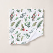 Watercolor Holly Berry Greenery Badhandtuch Set (Waschlappen)