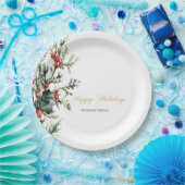 Watercolor Holly Berry Greenery Pappteller (Party)