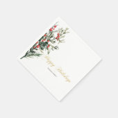 Watercolor Holly Berry Greenery Serviette (Ecke)