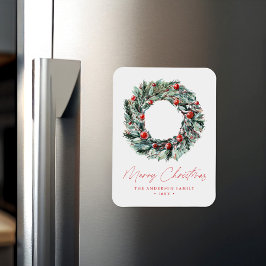 Watercolor Holly Berry & Greenery Weinkeller Weihn Magnet