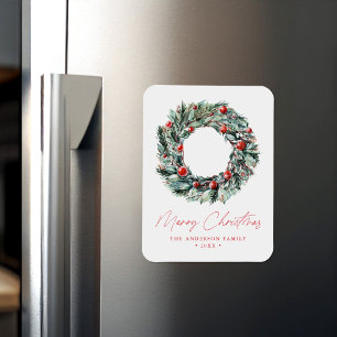 Watercolor Holly Berry & Greenery Weinkeller Weihn Magnet