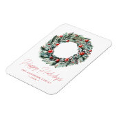 Watercolor Holly Berry & Greenery Wreath Magnet (Linke Seite)