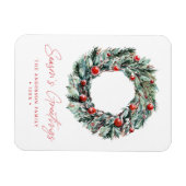 Watercolor Holly Berry & Greenery Wreath Magnet (Horizontal)