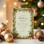 Watercolor Holly Berry Holiday Einladung