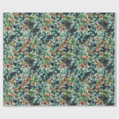 Watercolor Holly Berry Mistletoe Weihnachtsfeierta Geschenkpapier (Flach)