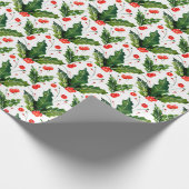 Watercolor Holly Berry Mistletoe Weihnachtsfeierta Geschenkpapier (Ecke)