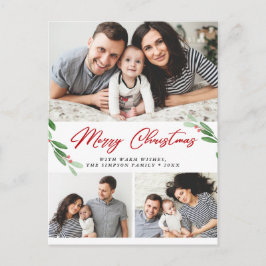 Watercolor Holly Berry Weihnachten 3 FOTO Gruß Postkarte