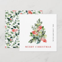 Watercolor Holly Berry Weihnachtsbaum Gruß