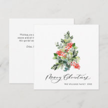 Watercolor Holly Berry Weihnachtsbaum Gruß