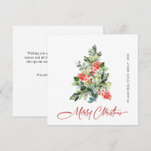 Watercolor Holly Berry Weihnachtsbaum Gruß