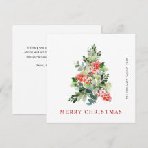 Watercolor Holly Berry Weihnachtsbaum Gruß