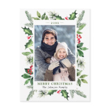 Watercolor Holly Berry Weihnachtsfeiertag FOTO