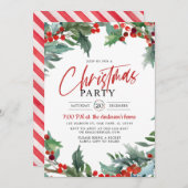 Watercolor Holly Berry Weihnachtsgrüße Party Einladung (Vorne/Hinten)