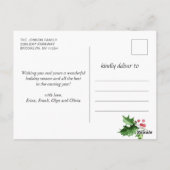 Watercolor Holly Berry Weihnachtsgrüßen FOTO Gruß Postkarte (Rückseite)