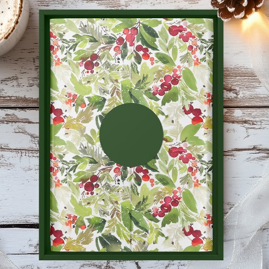 Watercolor Holly Berry Weihnachtszettel Seidenpapier