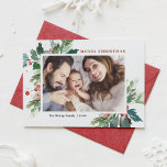 Watercolor Holly Botanical Frohe Weihnachten Foto<br><div class="desc">Frohe Weihnachten! Senden Sie Ihren Lieben Weihnachtsgrüße in dieser Saison mit dieser schönen horizontalen Weihnachts-Foto-Flachkarte. Es zeichnet sich durch Aquarellenholzen,  Imitate mit Goldfolienakzenten,  passendes festliches Urlaubsmuster und moderne Typografie aus. Die Texte sind vollständig editierbar. Personalisieren Sie diese Aquarell Weihnachtskarte,  indem Sie Ihr Foto,  Name und Jahr.</div>