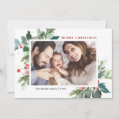 Watercolor Holly Botanical Frohe Weihnachten Foto (Vorderseite)