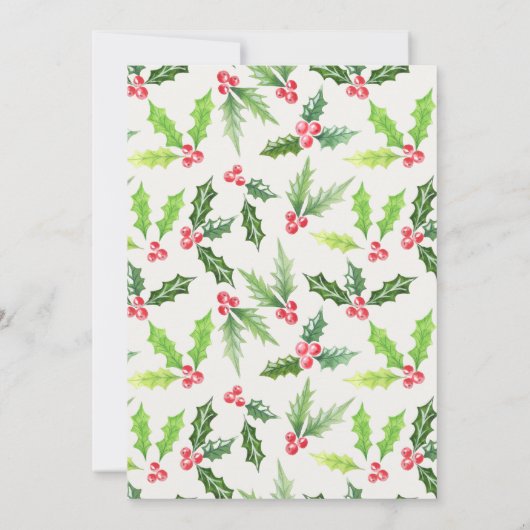Watercolor Holly Christmas Dinner Einladung (Rückseite)