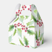 Watercolor Holly Christmas Favor Boxes Geschenkschachtel (Rückseite)