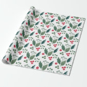 Watercolor Holly Christmas Foliage Geschenkpapier (Ungerollt)