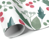 Watercolor Holly Christmas Foliage Geschenkpapier (Rolleneckpunkt)