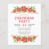 Watercolor Holly Christmas Party Einladung (Vorderseite)