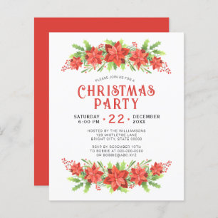 Watercolor Holly Christmas Party Einladung