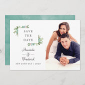 Watercolor Holly Christmas Save the Date (Vorne/Hinten)