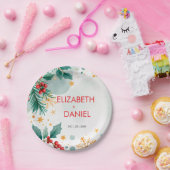 Watercolor Holly Christmas Wedding Paper Tellers Pappteller (Party)