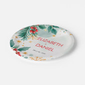 Watercolor Holly Christmas Wedding Paper Tellers Pappteller (Schrägansicht)
