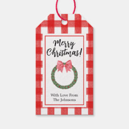 Watercolor Holly Christmas Wreath Geschenkanhänger